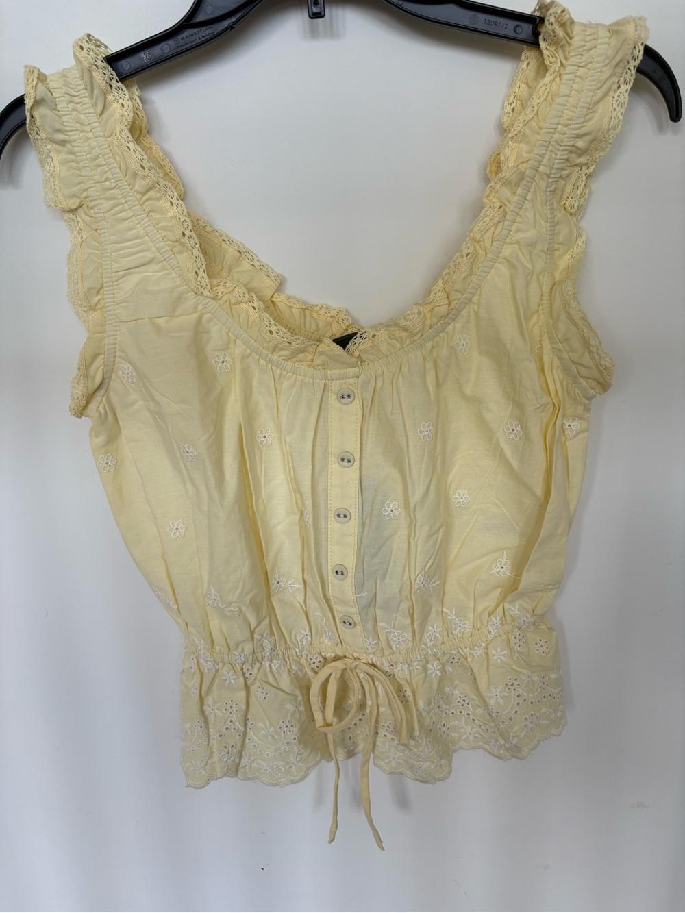 Wild Fable yellow eyelet button front top; NWT; size XS